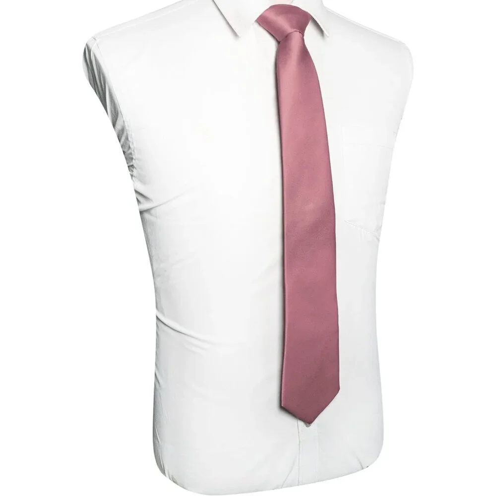 Men's Dusty Rose Solid Pure Color Imported Polyester Formal Neck Ties